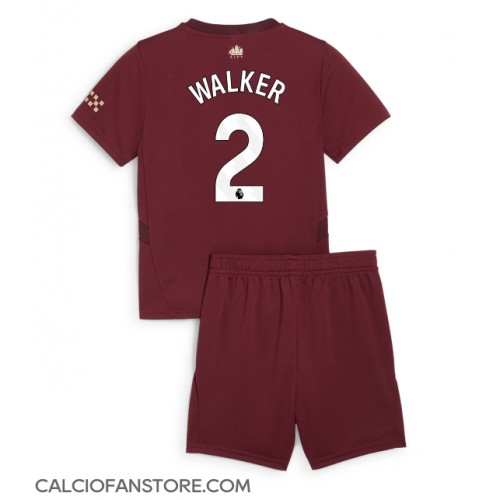 Maglia Calcio Manchester City Kyle Walker #2 Terza Divisa Bambino 2024-25 Manica Corta (+ pantaloncini)